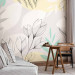 Wall Mural Spring blast - composition with flowers and leaves in white and gray 138802 additionalThumb 4