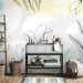 Wall Mural Spring blast - composition with flowers and leaves in white and gray 138802 additionalThumb 8
