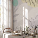 Wall Mural Spring blast - composition with flowers and leaves in white and gray 138802 additionalThumb 7