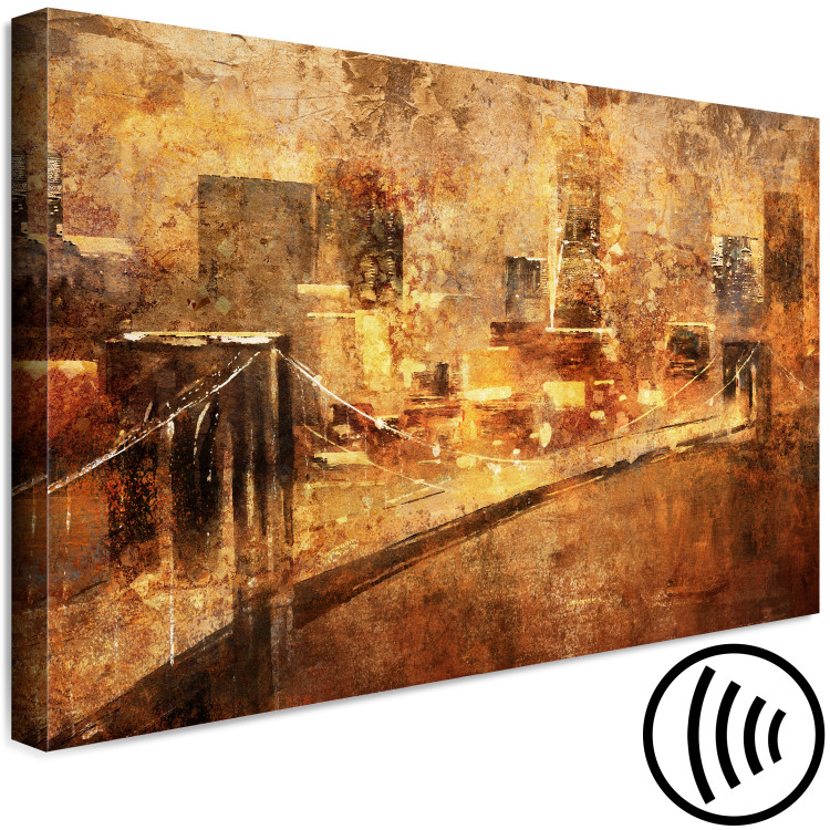 Canvas Metropolis of Wealth (1-piece) - cityscape and bridge in golden tones 142602 additionalImage 6