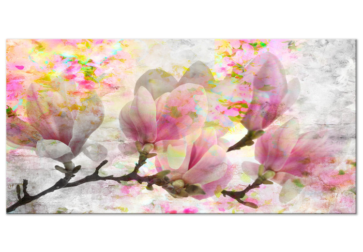 Canvas Print Blooming Magnolia (1-piece) - tree covered with pink flowers 144502
