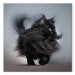 Canvas Print AI Maine Coon Cat - Walking Animal With Long Black Hair - Square 150202 additionalThumb 7