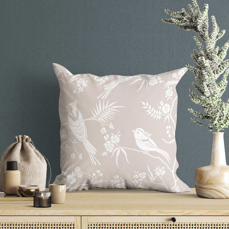 Decorative Microfiber Pillow Birds on a Branch - Beige Minimalist Pattern With Plant Motif 151302 additionalImage 3