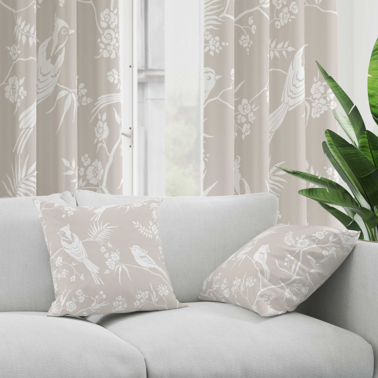 Decorative Microfiber Pillow Birds on a Branch - Beige Minimalist Pattern With Plant Motif 151302 additionalImage 5