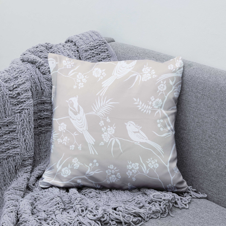 Decorative Microfiber Pillow Birds on a Branch - Beige Minimalist Pattern With Plant Motif 151302 additionalImage 4