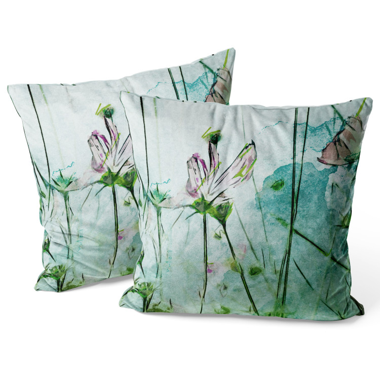 Decorative Velor Pillow Painting Meadow - A Plant Composition With Flowers Made in Watercolor 151402 additionalImage 2