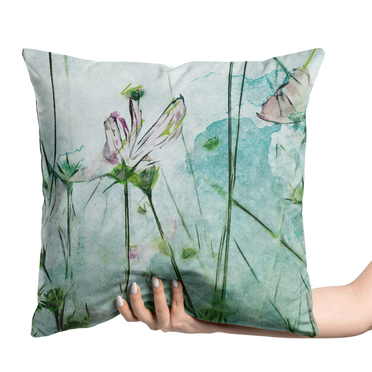 Decorative Velor Pillow Painting Meadow - A Plant Composition With Flowers Made in Watercolor 151402 additionalImage 3