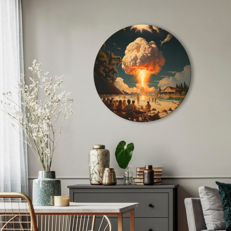 Round Canvas A Beautiful Disaster - A Holiday Resort With a Nuclear Explosion in the Background 151602 additionalImage 2
