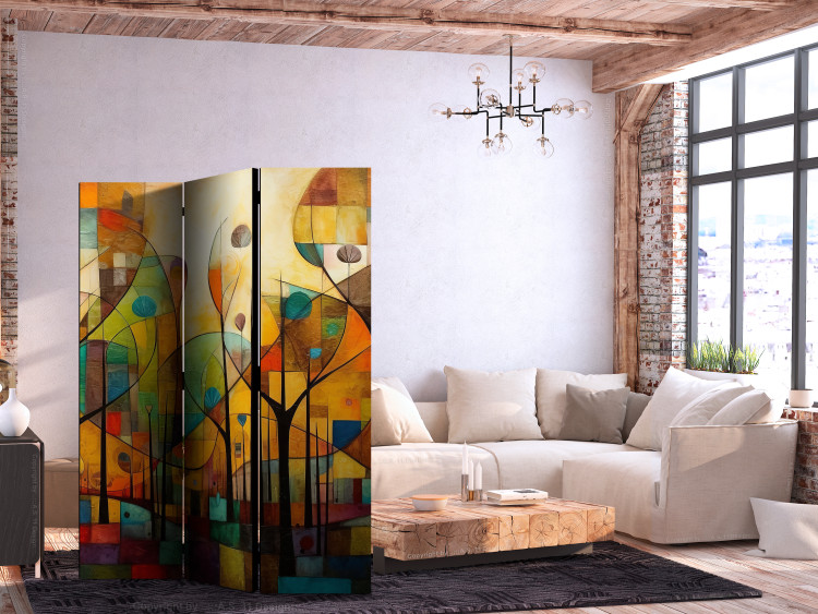 Room Divider Screen Colorful Forest - Geometric Composition Inspired by the Style of Klimt [Room Dividers] 151902 additionalImage 4