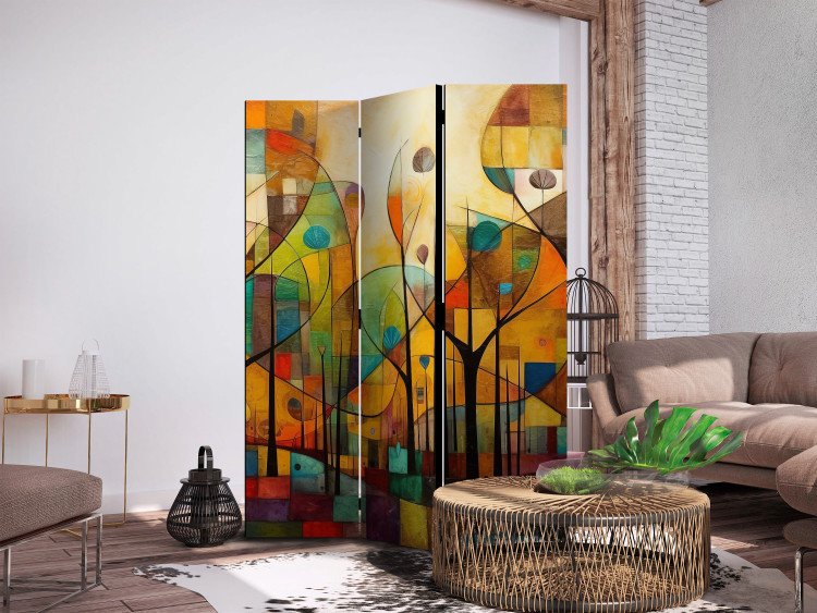 Room Divider Screen Colorful Forest - Geometric Composition Inspired by the Style of Klimt [Room Dividers] 151902 additionalImage 2