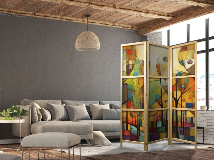 Room Divider Screen Colorful Forest - Geometric Composition Inspired by the Style of Klimt [Room Dividers] 151902 additionalImage 6