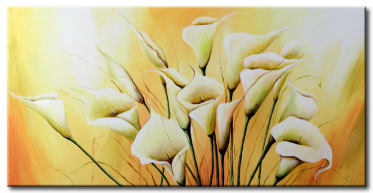Canvas Stylish calla lilies bouquet (1-piece) - flower motif in yellow tones 46802