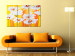 Canvas Print Sunny Daisies (3-piece) - White flowers on an orange background 48602 additionalThumb 2