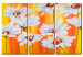 Canvas Print Sunny Daisies (3-piece) - White flowers on an orange background 48602