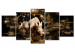 Canvas Art Print Golden Rhino (5 Parts) Wide 50002