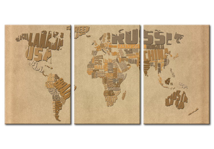Canvas The world map in beige and brown 55402