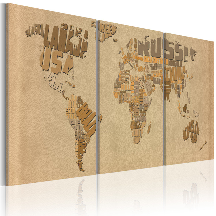 Canvas The world map in beige and brown 55402 additionalImage 2