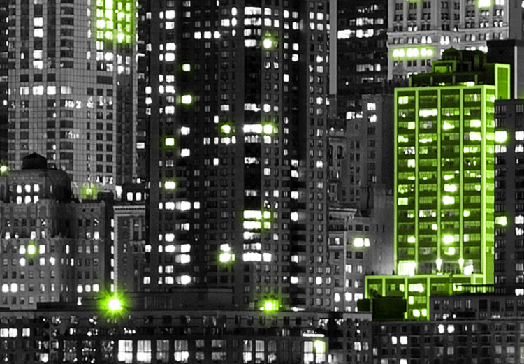 Canvas Emerald lights on skyscrapers in New York 58402 additionalImage 5