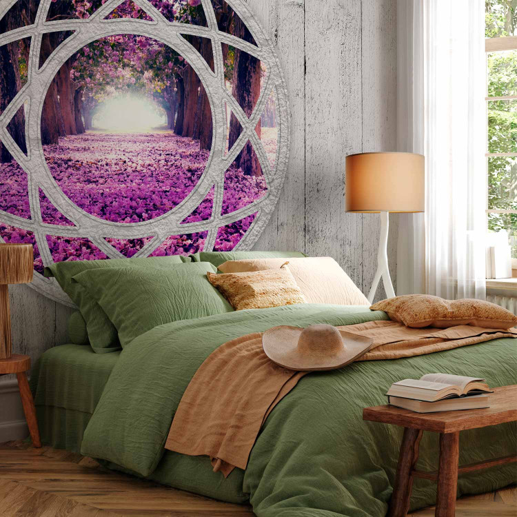 Wall Mural Fuchsia Landscape - Window View in Provencal Style with an Illusion Effect 60402 additionalImage 2