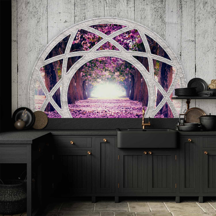 Wall Mural Fuchsia Landscape - Window View in Provencal Style with an Illusion Effect 60402 additionalImage 6
