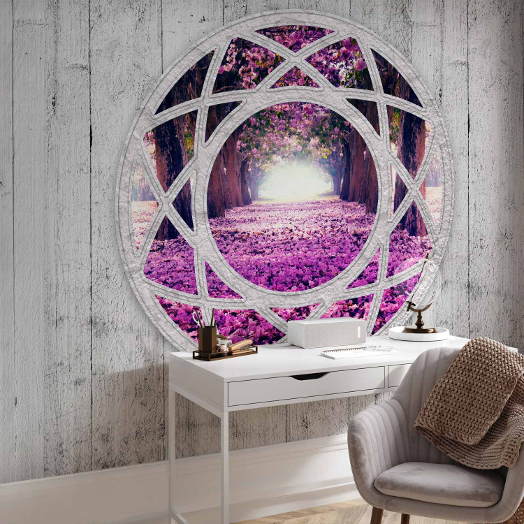 Wall Mural Fuchsia Landscape - Window View in Provencal Style with an Illusion Effect 60402 additionalImage 4