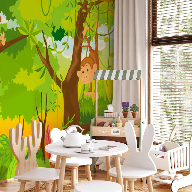 Wall Mural Fairy World - Jungle with monkeys on vines among trees for children 61202 additionalImage 7