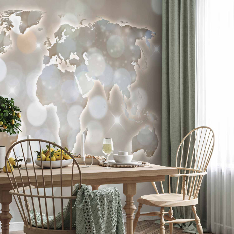 Wall Mural Alabaster map - continents on a fuzzy background with a glowing light effect 89902 additionalImage 7