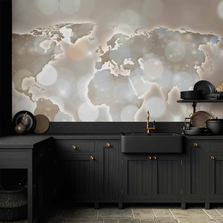 Wall Mural Alabaster map - continents on a fuzzy background with a glowing light effect 89902 additionalImage 6