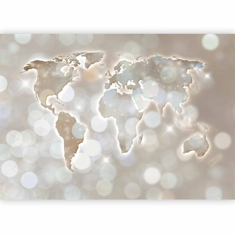 Wall Mural Alabaster map - continents on a fuzzy background with a glowing light effect 89902 additionalImage 1