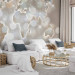 Wall Mural Alabaster map - continents on a fuzzy background with a glowing light effect 89902