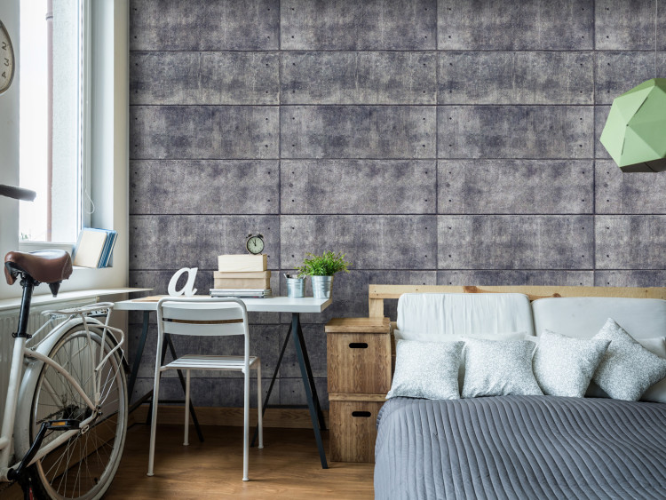 Wall Mural Grey fortress - background with regular rectangles with concrete texture 91902