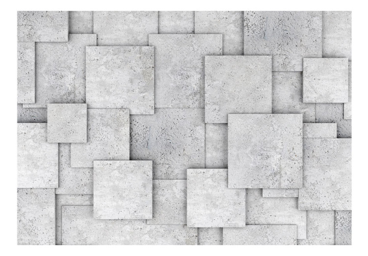 Photo Wallpaper Industrial abyss - a composition of grey tiles with a concrete texture 92002 additionalImage 1
