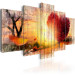 Canvas Art Print Autumn Love (5-piece) - Sunlit Meadow and Pink Leaves 93002 additionalThumb 2