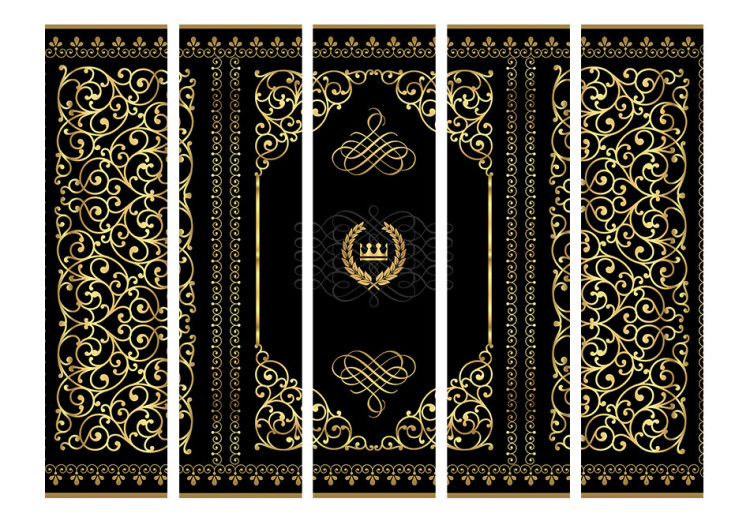 Room Separator Grace of Night II - golden ornaments on a black background in a baroque motif 95402 additionalImage 3