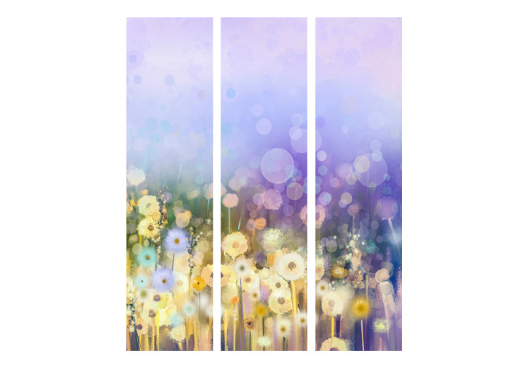 Room Divider Painted Meadow - flowers in a meadow with purple background in artistic style 95502 additionalImage 3