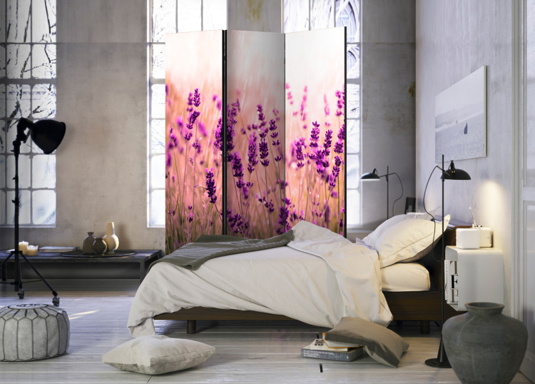 Folding Screen Lavender in the Rain - romantic lavender flowers in a meadow 95602 additionalImage 4