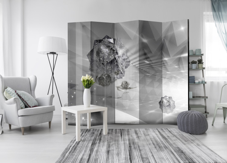 Folding Screen Abstract Grayness II - diamond in the glow of a corridor in a gray motif 95702 additionalImage 4