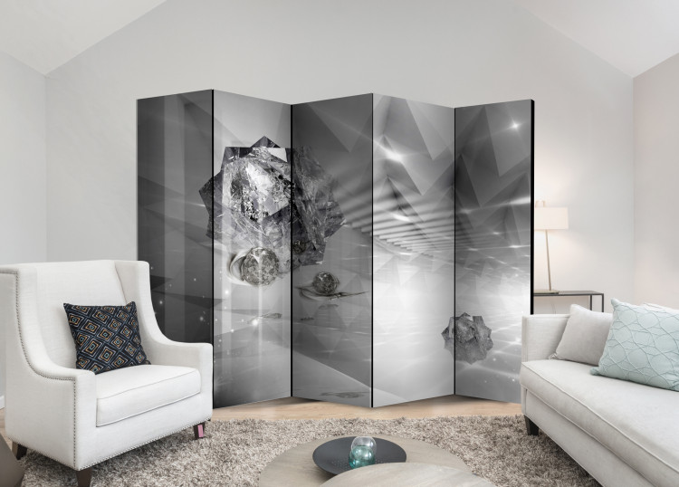 Folding Screen Abstract Grayness II - diamond in the glow of a corridor in a gray motif 95702 additionalImage 2
