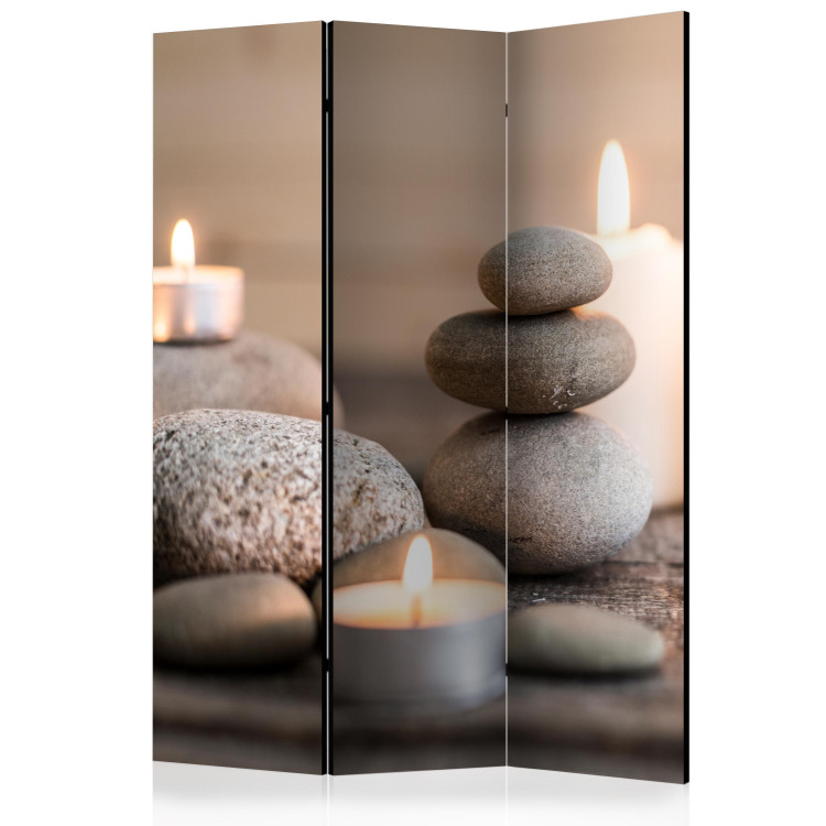 Room Divider Relaxation - candle amidst a tower of stones in an oriental motif 114012