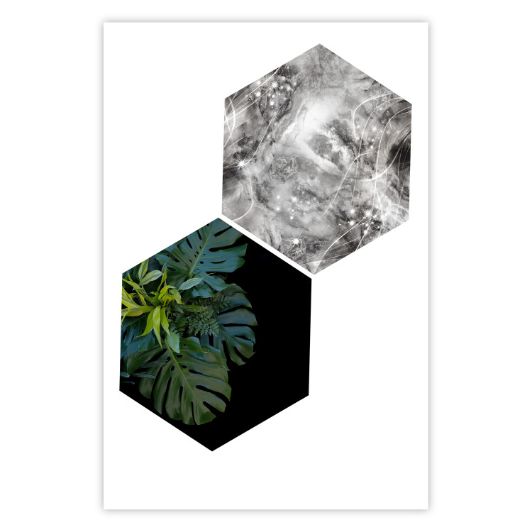 Poster Flowers with Marble - geometric abstraction with a botanical motif 114312