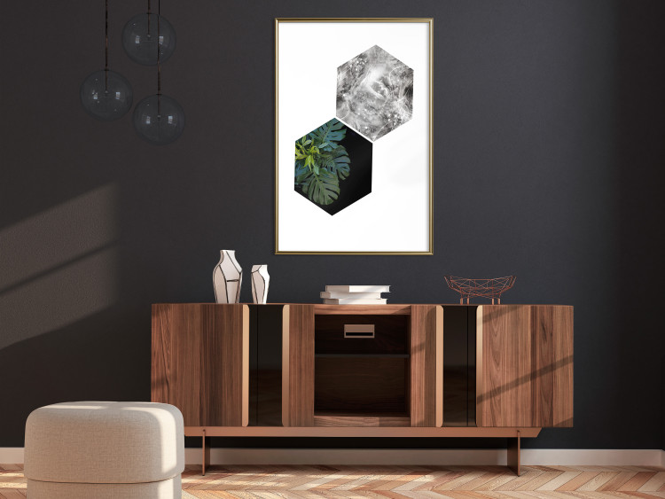 Poster Flowers with Marble - geometric abstraction with a botanical motif 114312 additionalImage 13