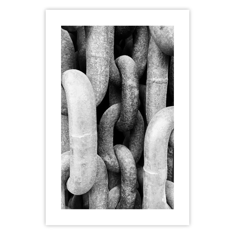 Wall Poster Old chain - close-up of black and white thick metal in retro style 114912 additionalImage 19