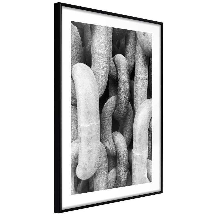 Wall Poster Old chain - close-up of black and white thick metal in retro style 114912 additionalImage 11