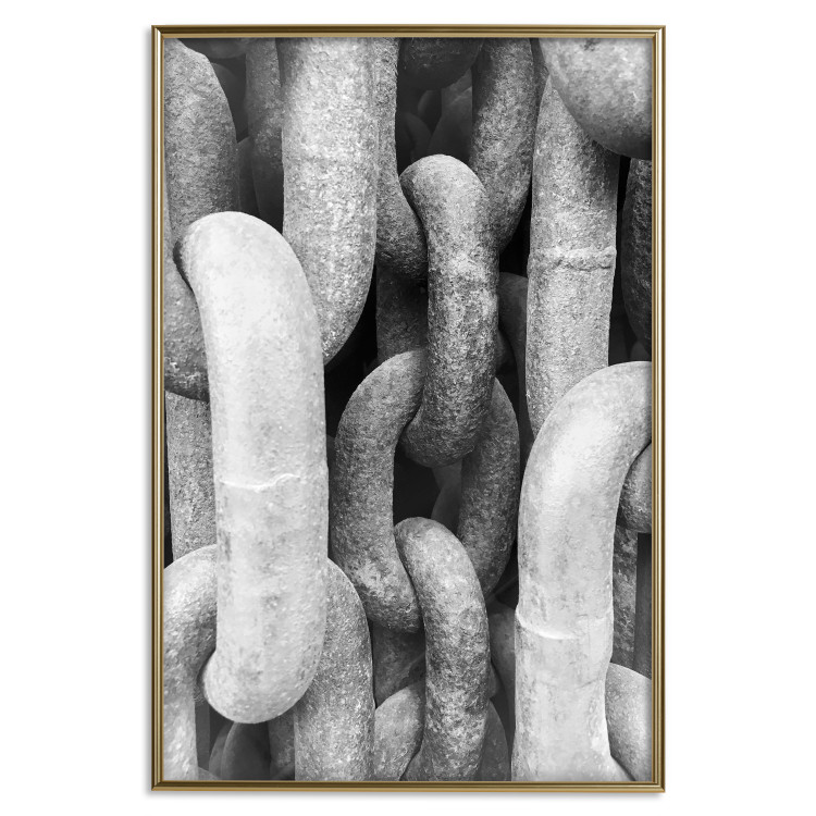 Wall Poster Old chain - close-up of black and white thick metal in retro style 114912 additionalImage 16