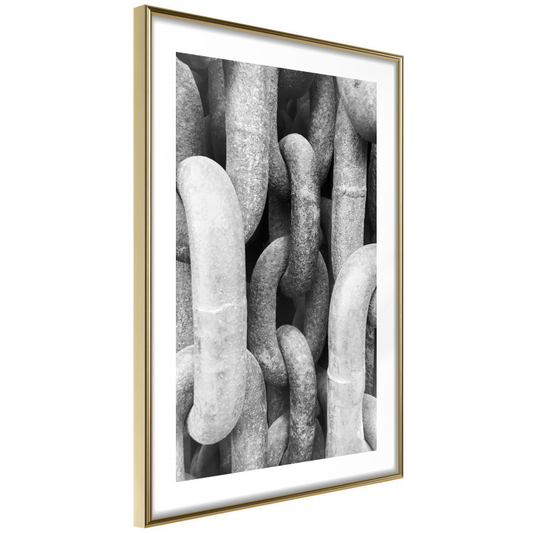 Wall Poster Old chain - close-up of black and white thick metal in retro style 114912 additionalImage 6