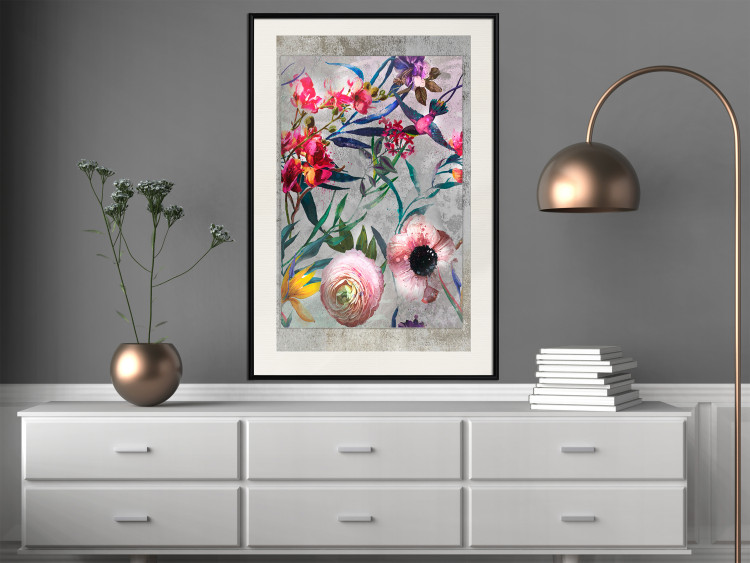 Wall Poster Rustic Flowers - colorful retro composition with a floral motif 116312 additionalImage 22