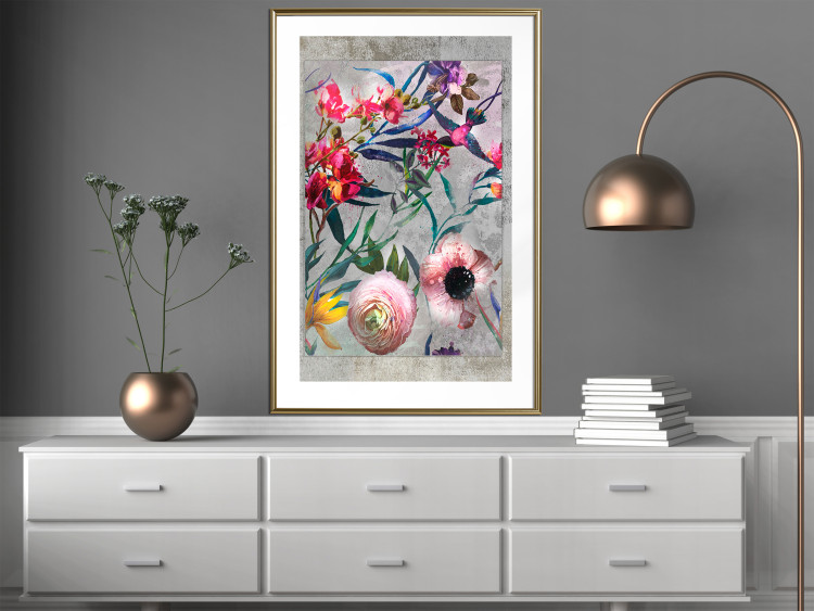 Wall Poster Rustic Flowers - colorful retro composition with a floral motif 116312 additionalImage 15