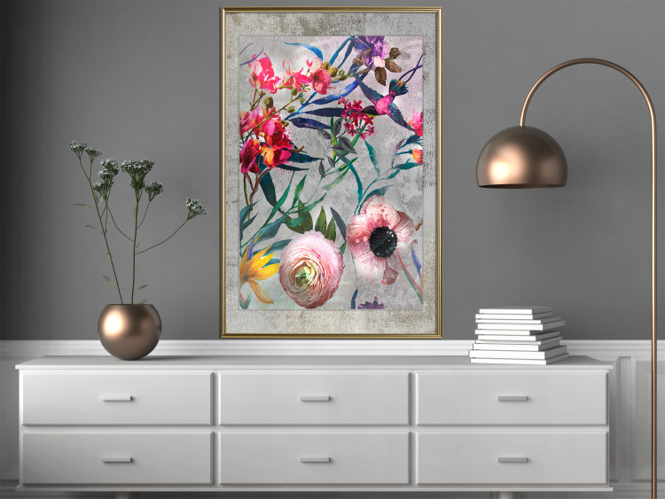 Wall Poster Rustic Flowers - colorful retro composition with a floral motif 116312 additionalImage 7