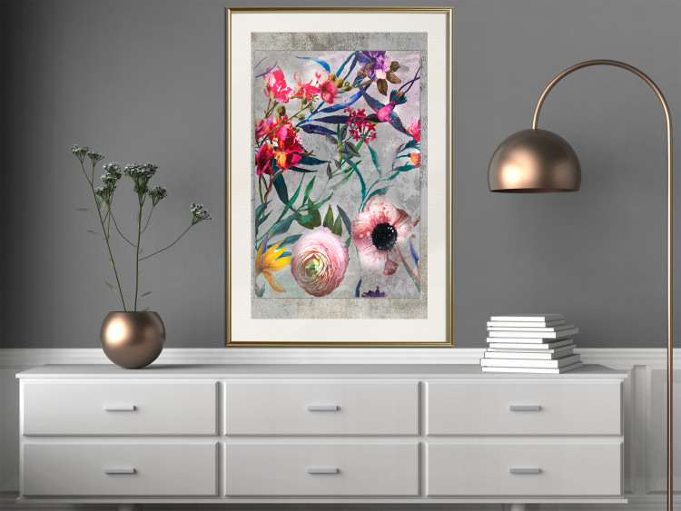 Wall Poster Rustic Flowers - colorful retro composition with a floral motif 116312 additionalImage 21