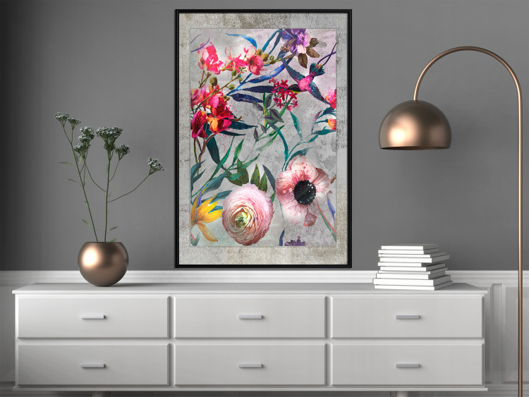 Wall Poster Rustic Flowers - colorful retro composition with a floral motif 116312 additionalImage 3